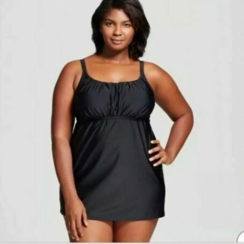 Ava & Viv Swim Dress Black One Piece Built In - Picture 2 of 12
